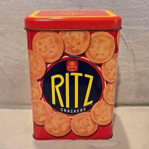 Vintage 1994 Ritz Crackers Tin Nabisco Red Metal Advertising Canister Box